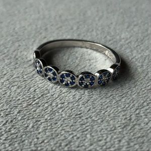 Blue Starburst Pattern ~ Stainless Steel Ring ~ Women’s Size 7 ~ Brand New!